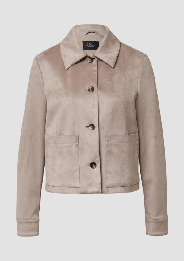 Jacke in Veloursleder-Optik mit aufgesetzten Taschen