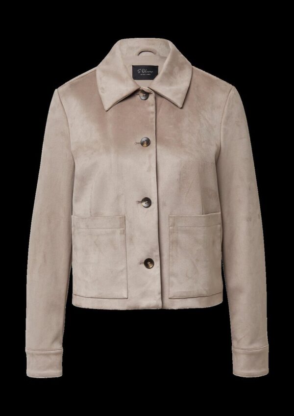 Jacke in Veloursleder-Optik mit aufgesetzten Taschen