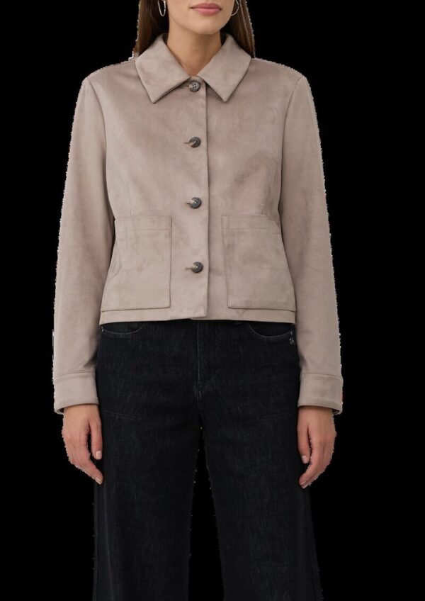 Jacke in Veloursleder-Optik mit aufgesetzten Taschen