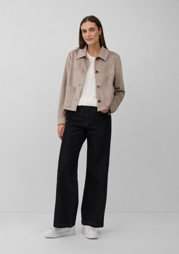 Jacke in Veloursleder-Optik mit aufgesetzten Taschen