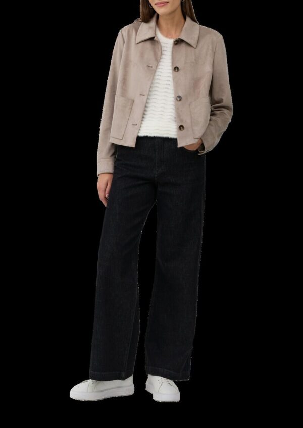 Jacke in Veloursleder-Optik mit aufgesetzten Taschen