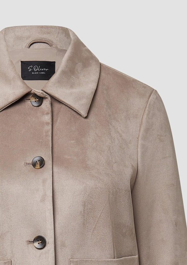 Jacke in Veloursleder-Optik mit aufgesetzten Taschen