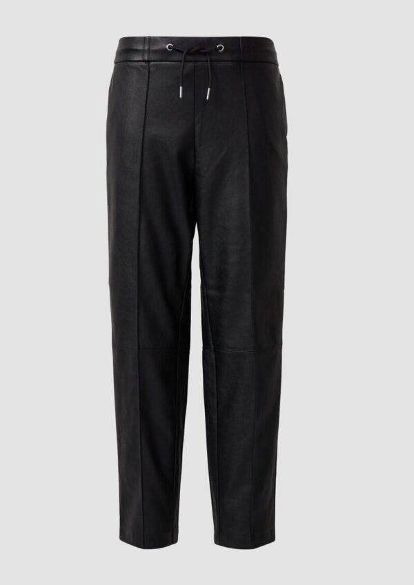 Jogpants aus Lederimitat mit Elastikbund und Tunnelzug