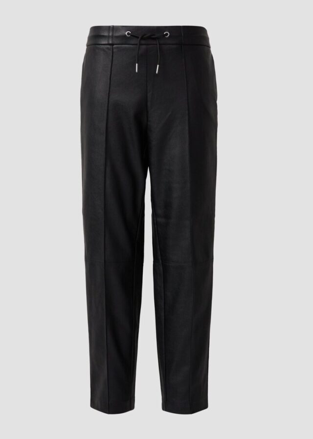 Jogpants aus Lederimitat mit Elastikbund und Tunnelzug