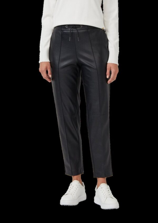 Jogpants aus Lederimitat mit Elastikbund und Tunnelzug