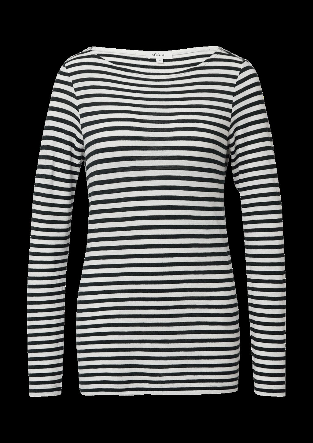 Gestreiftes Langarmshirt aus Flammgarn mit U-Boot-Ausschnitt