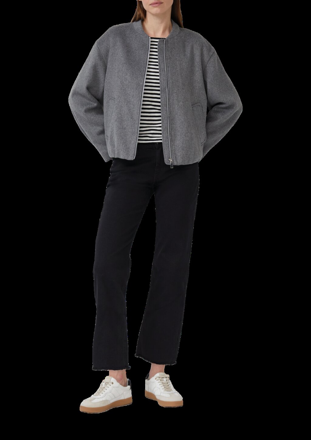 Gestreiftes Langarmshirt aus Flammgarn mit U-Boot-Ausschnitt