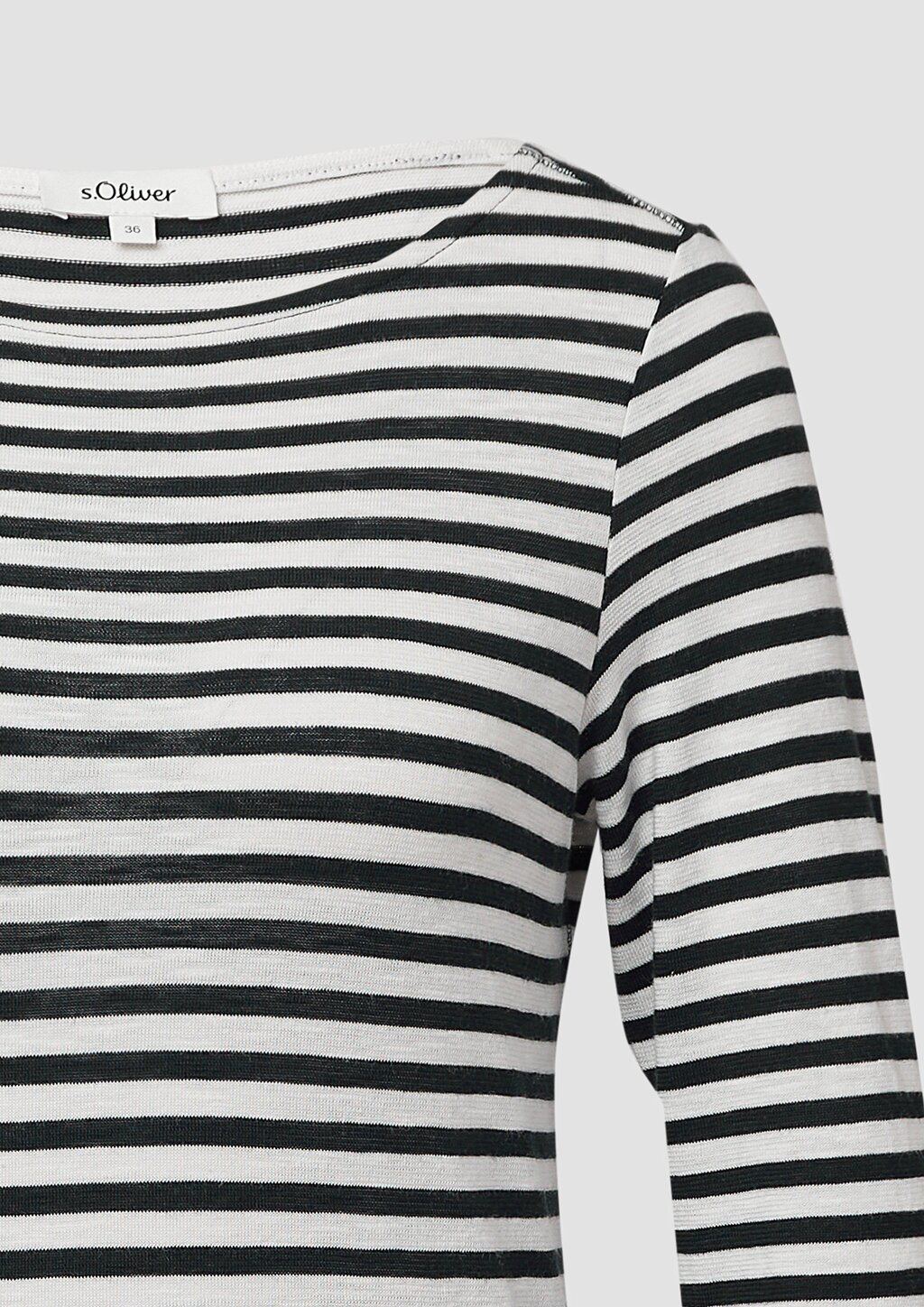 Gestreiftes Langarmshirt aus Flammgarn mit U-Boot-Ausschnitt