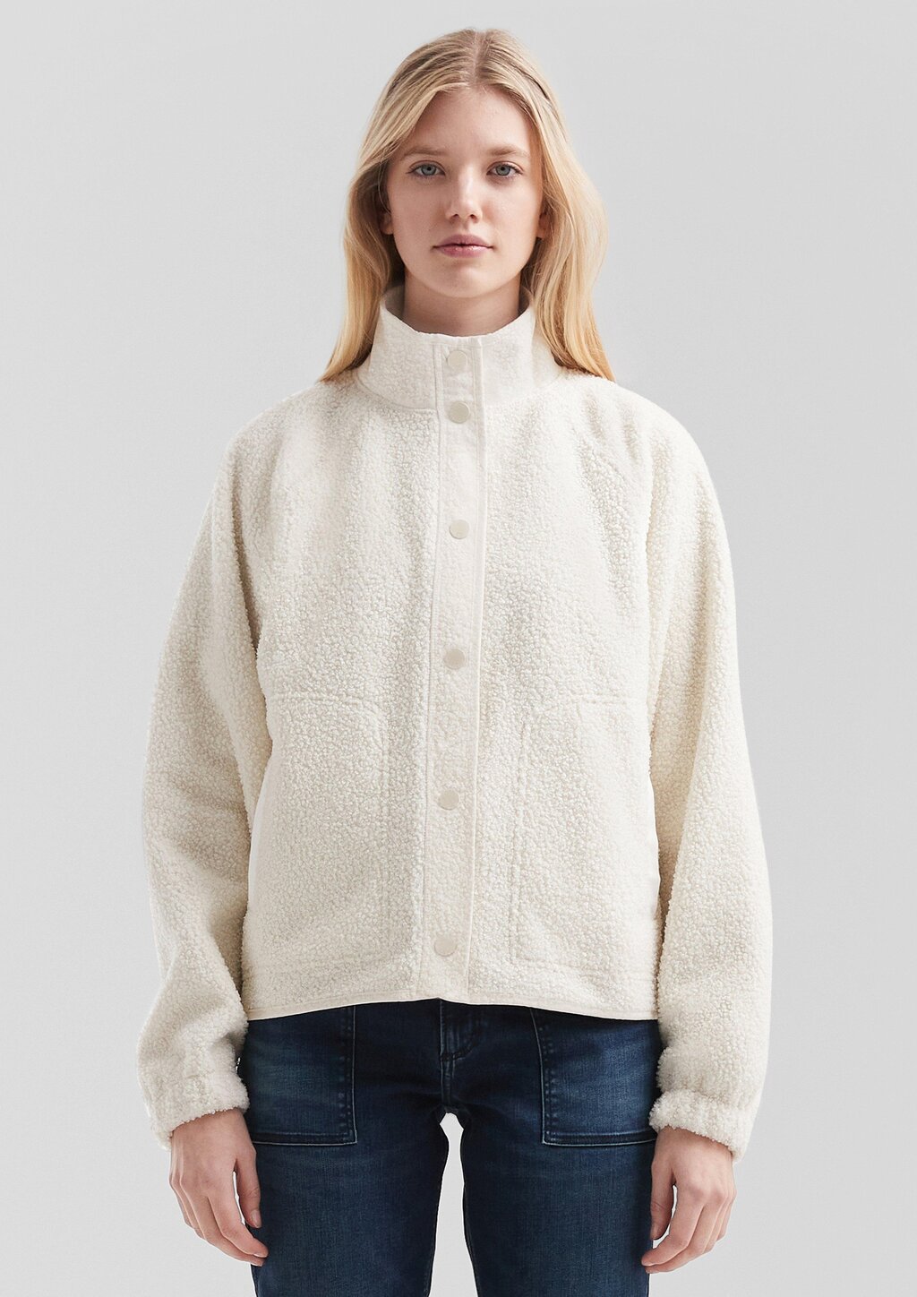 Weiche Teddyfleece-Jacke mit Druckknöpfen