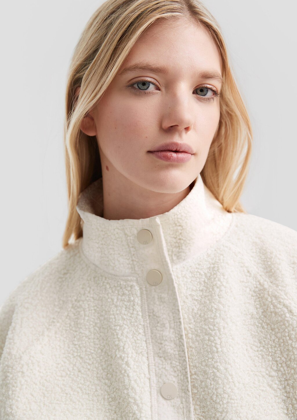 Weiche Teddyfleece-Jacke mit Druckknöpfen