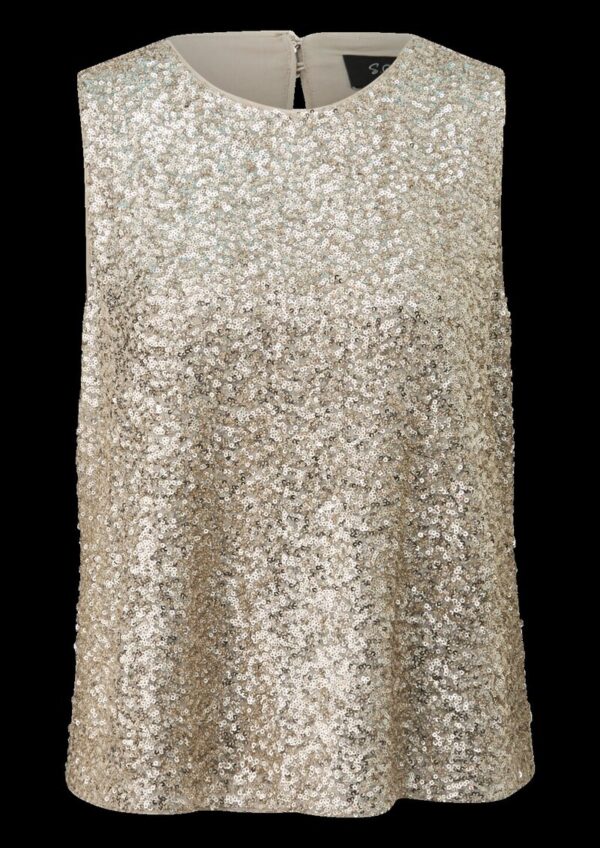 Ärmelloses Blusentop mit Pailletten und Rundhalsausschnitt