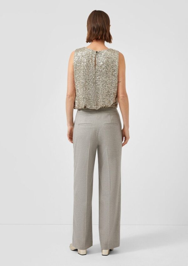 Ärmelloses Blusentop mit Pailletten und Rundhalsausschnitt