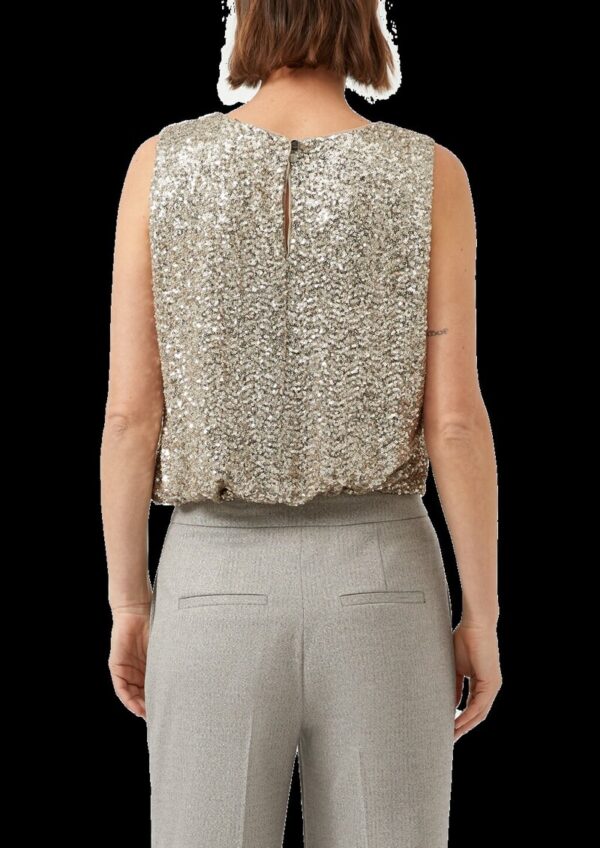 Ärmelloses Blusentop mit Pailletten und Rundhalsausschnitt