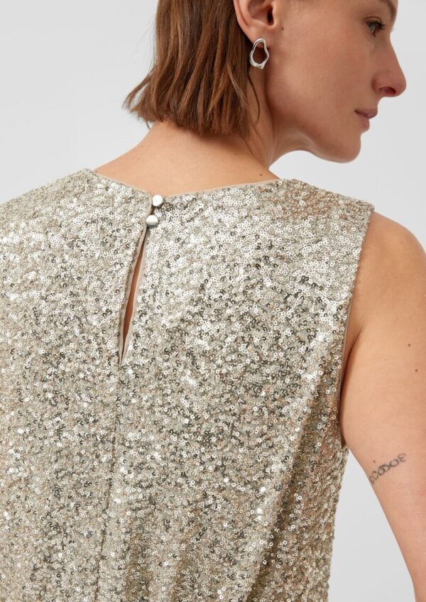 Ärmelloses Blusentop mit Pailletten und Rundhalsausschnitt