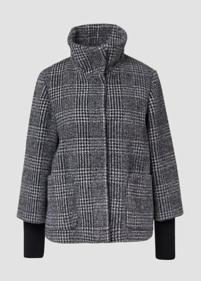 Jacke mit Stehkragen und Rippstrick-Manschetten