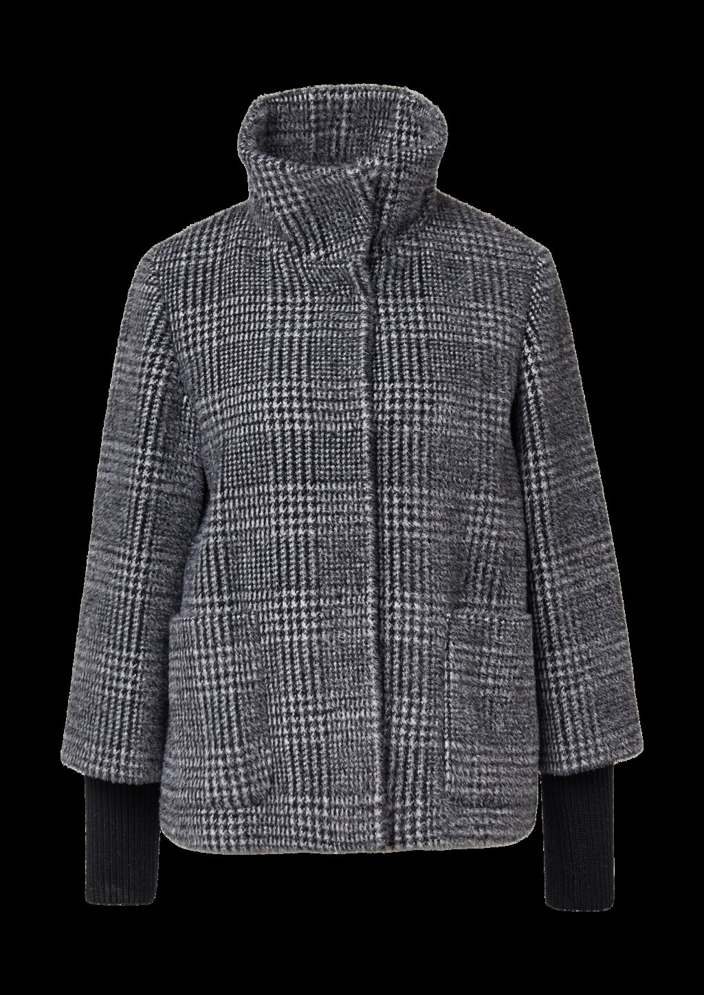 Jacke mit Stehkragen und Rippstrick-Manschetten