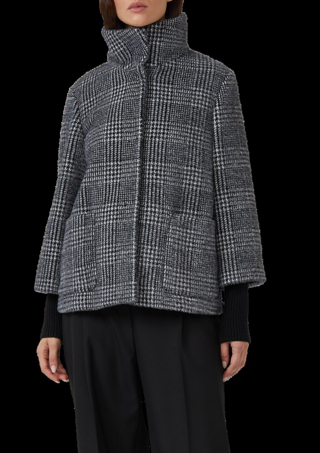 Jacke mit Stehkragen und Rippstrick-Manschetten