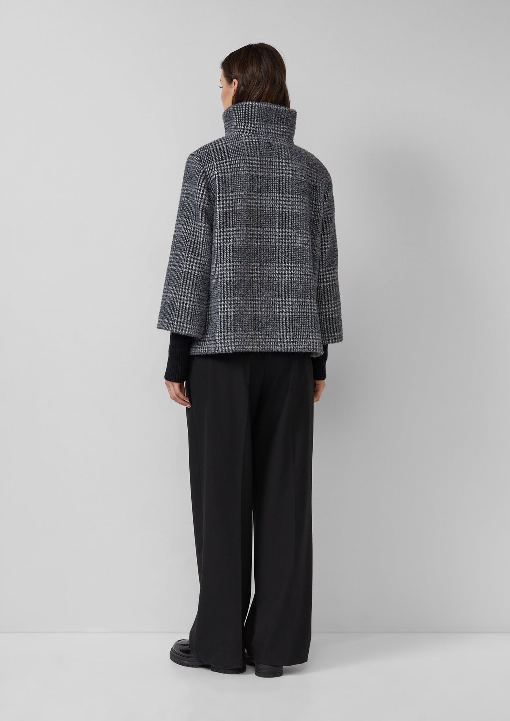 Jacke mit Stehkragen und Rippstrick-Manschetten