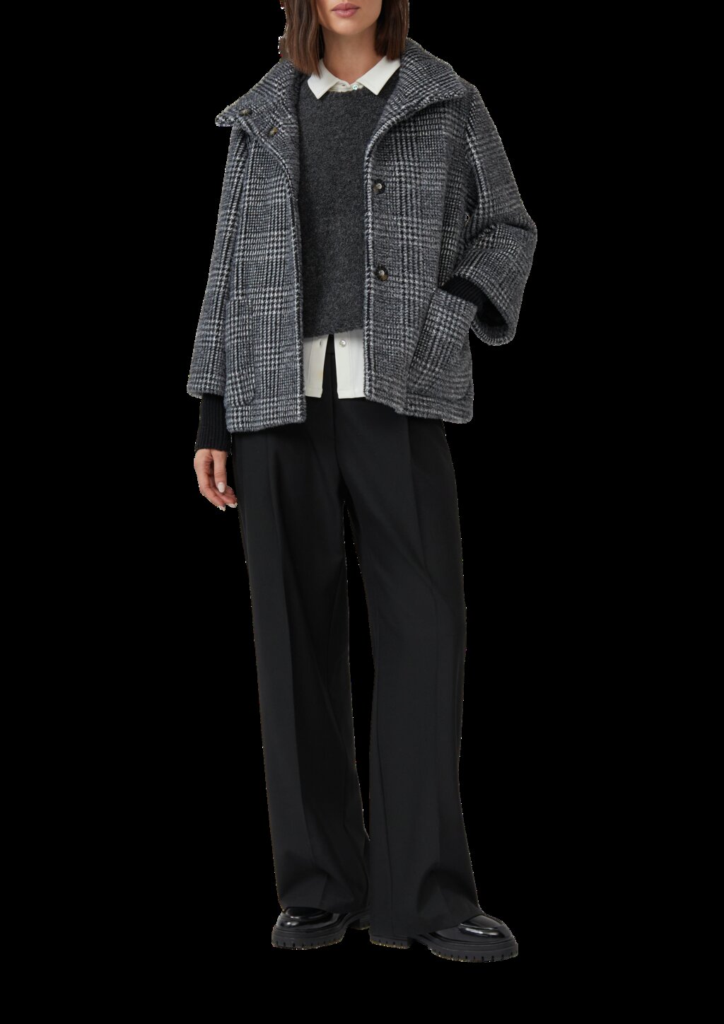 Jacke mit Stehkragen und Rippstrick-Manschetten