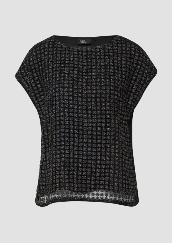 Bluse im Fabricmix mit Spitze aus Glitzergarn