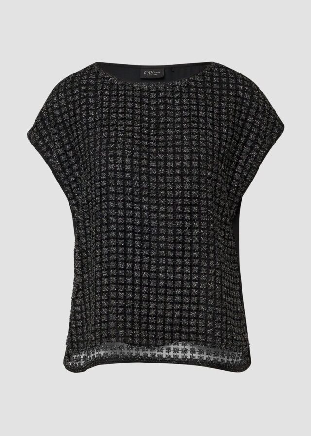 Bluse im Fabricmix mit Spitze aus Glitzergarn