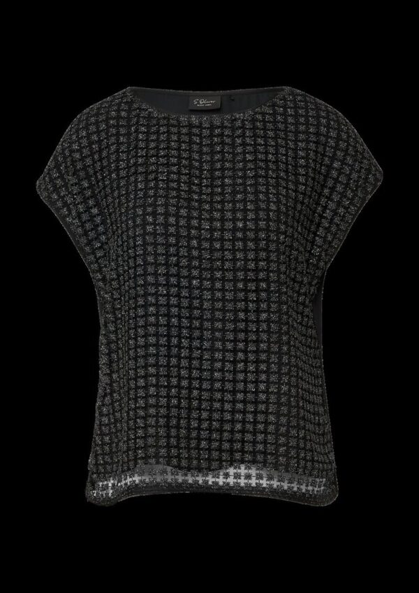 Bluse im Fabricmix mit Spitze aus Glitzergarn
