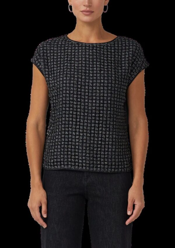 Bluse im Fabricmix mit Spitze aus Glitzergarn