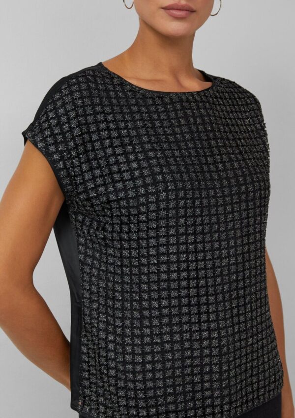 Bluse im Fabricmix mit Spitze aus Glitzergarn