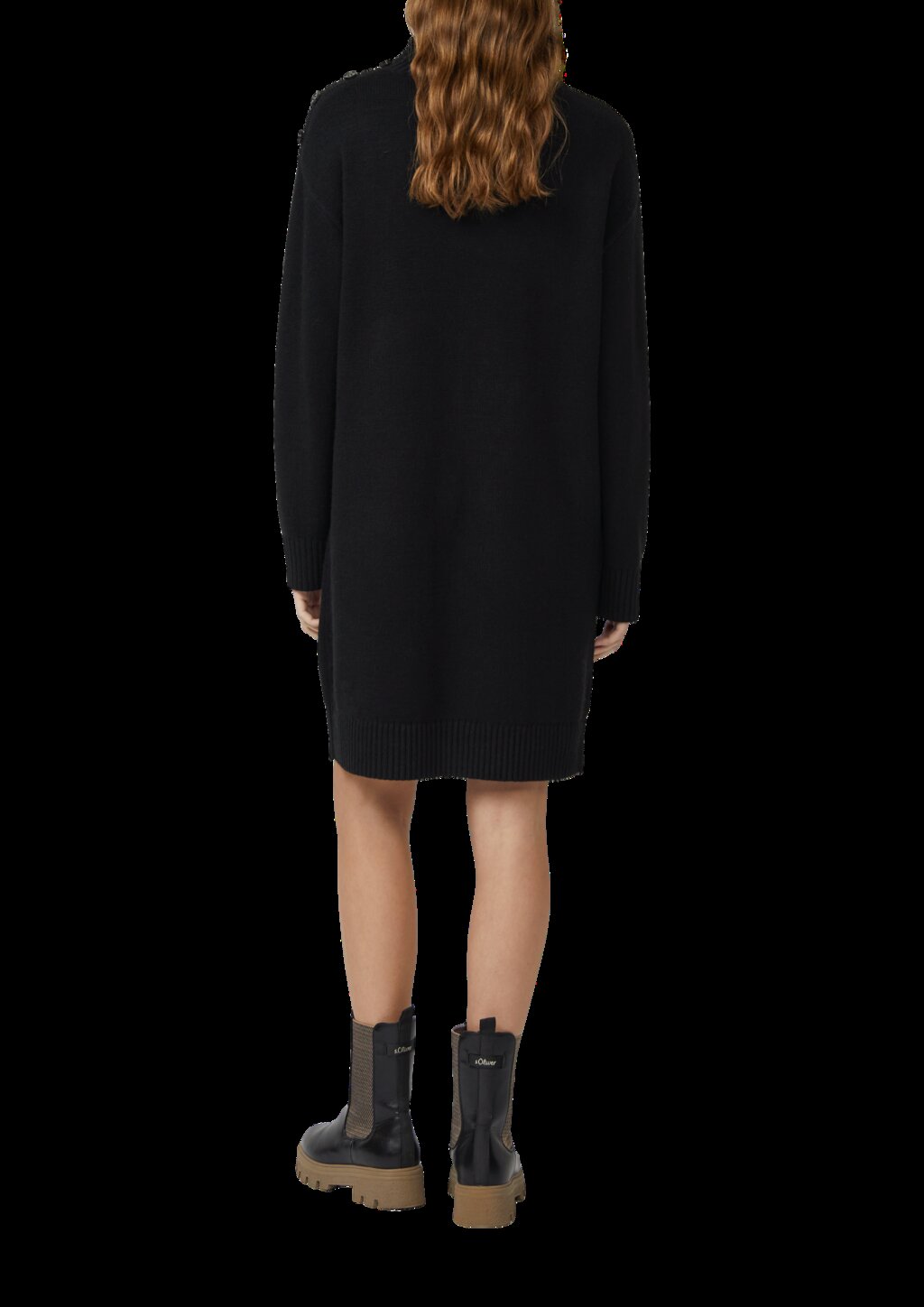 Strickkleid mit dekorativem Knopf-Detail