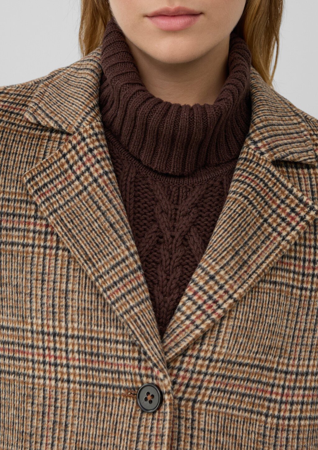 Wollmixmantel mit Leo-Muster und Eingrifftaschen
