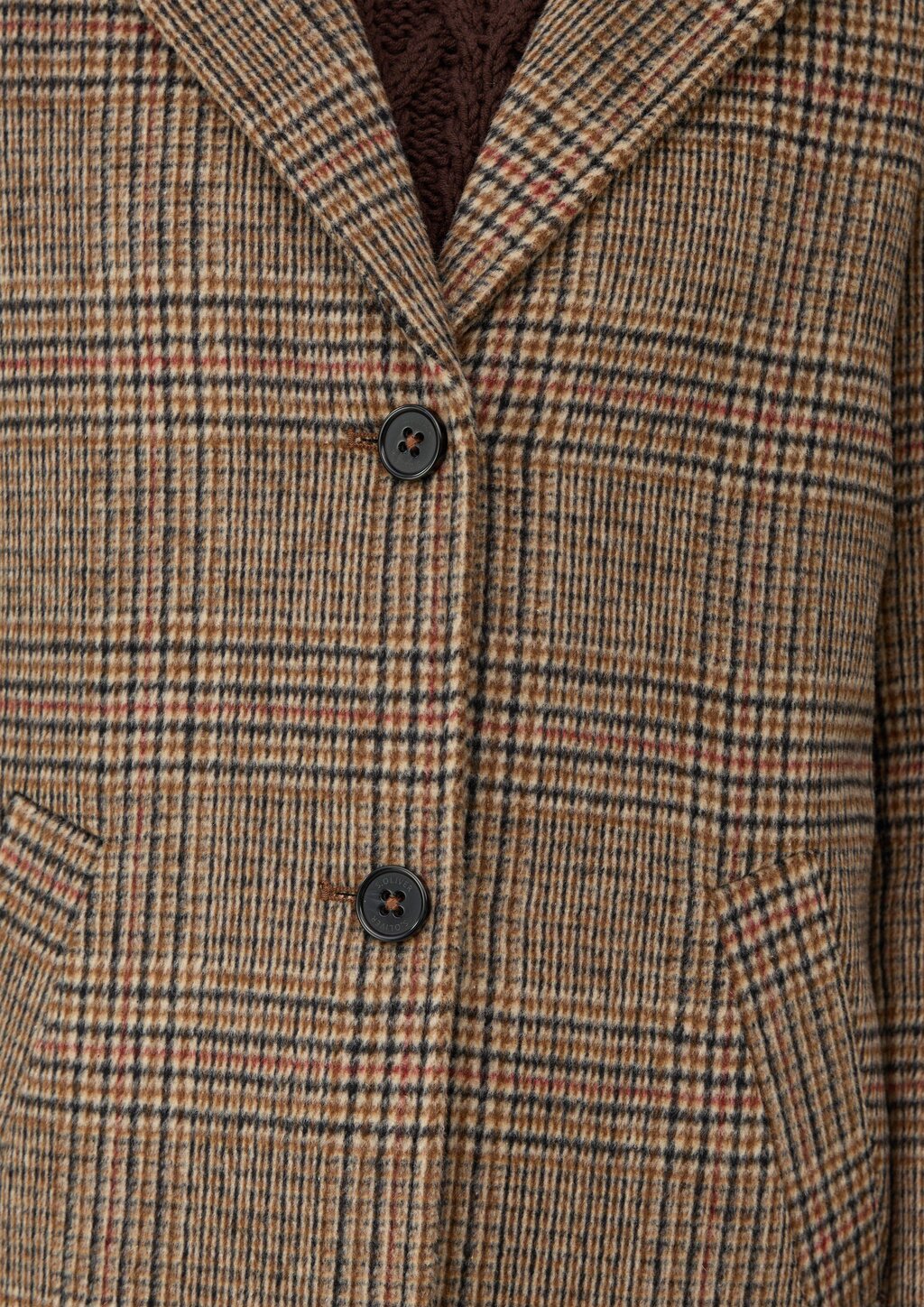 Wollmixmantel mit Leo-Muster und Eingrifftaschen