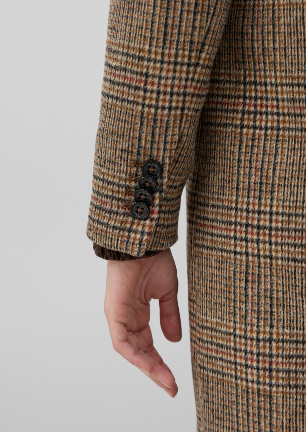 Wollmixmantel mit Leo-Muster und Eingrifftaschen