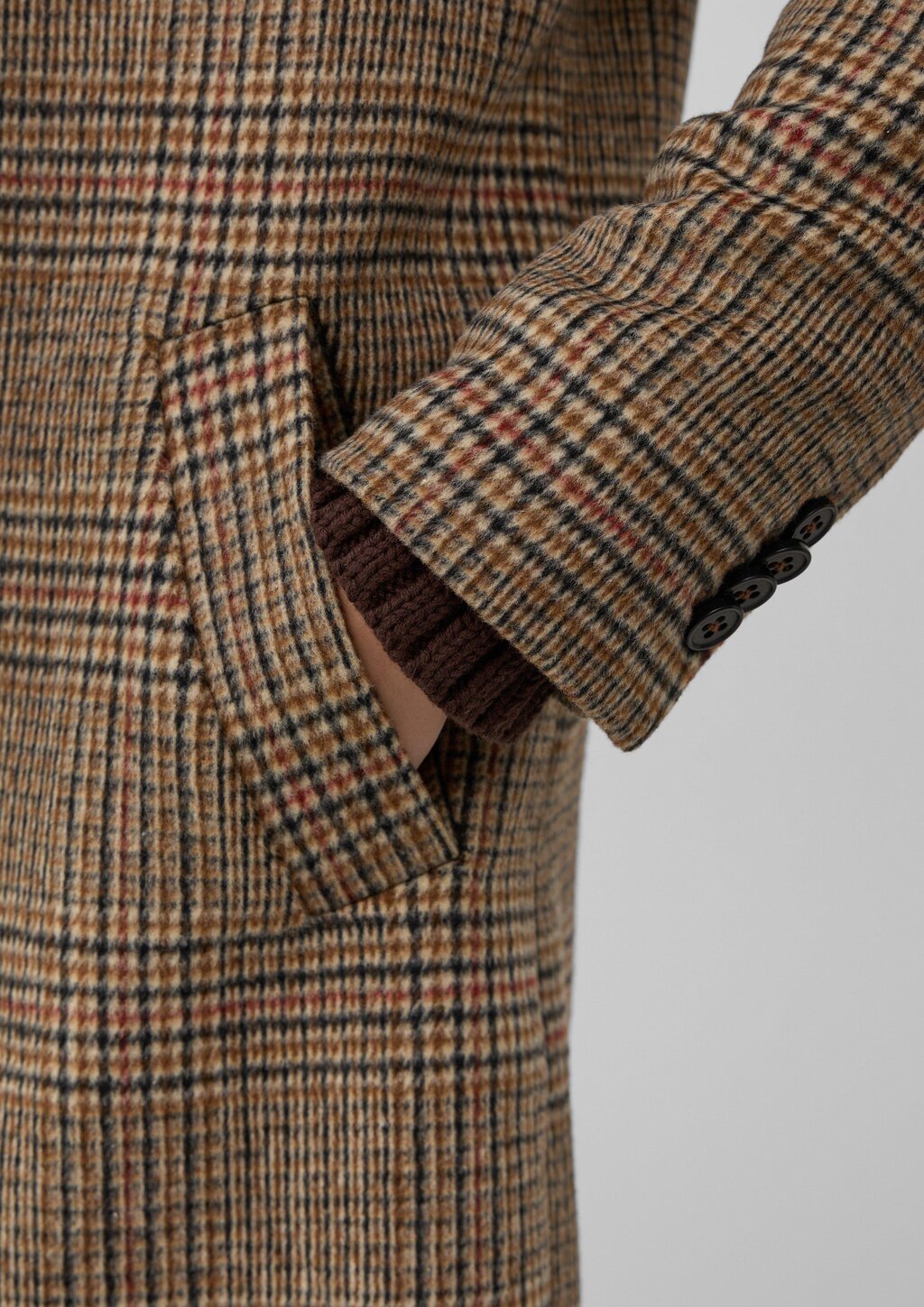 Wollmixmantel mit Leo-Muster und Eingrifftaschen