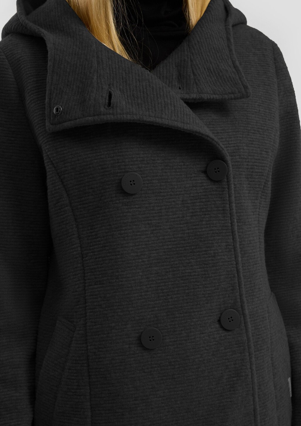 Kurzmantel in Wolloptik mit Kapuze