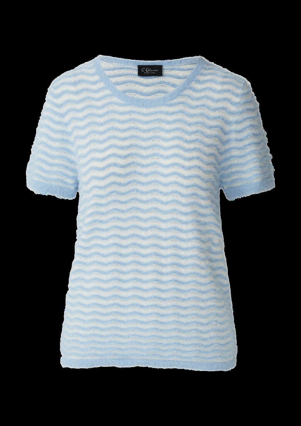 Kuscheliger Kurzarm-Pullover mit Wellenstrickmuster und Pailletten