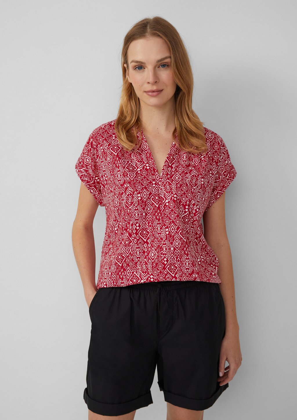 Leichte Baumwoll-Bluse mit All-over-Print