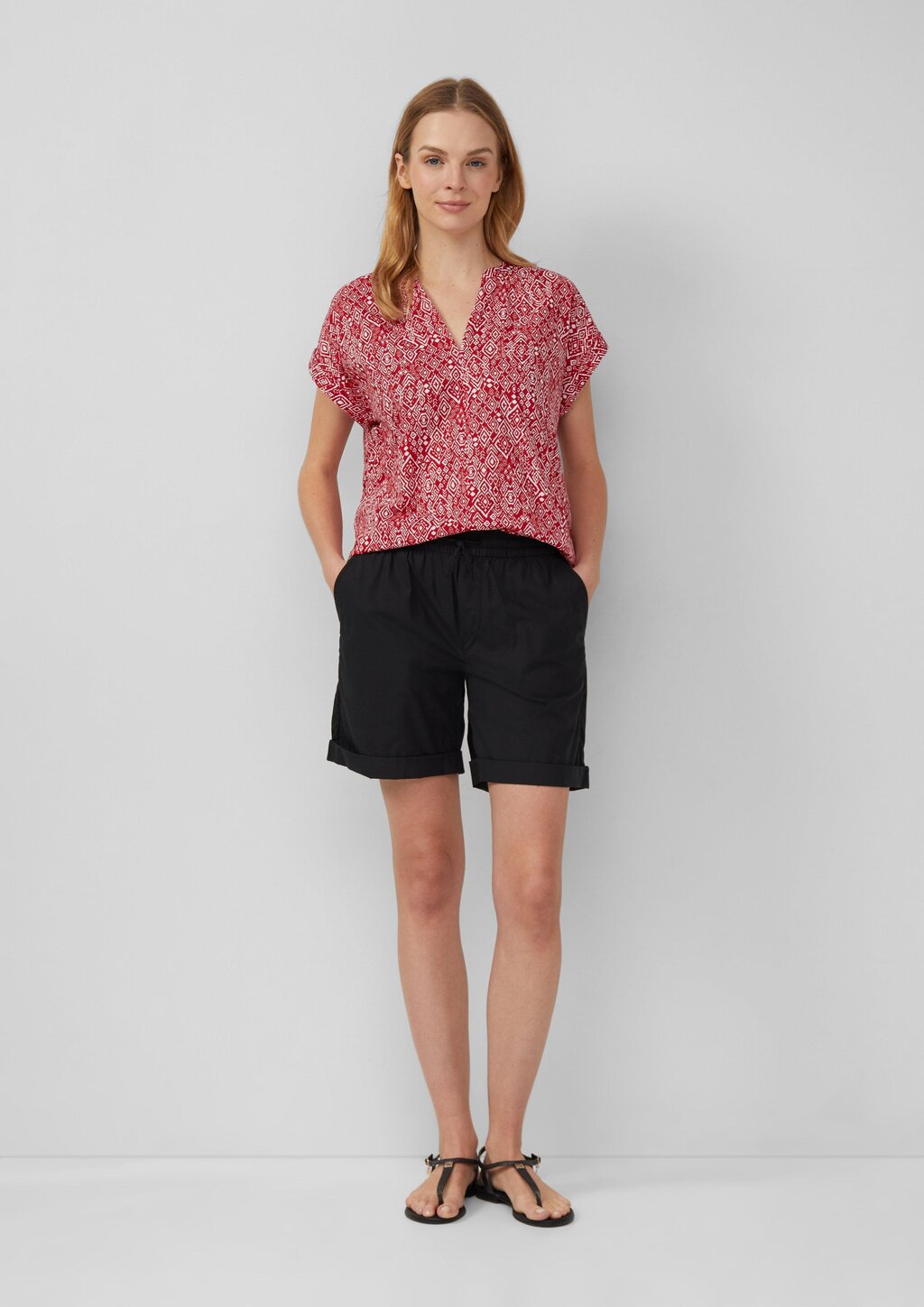 Leichte Baumwoll-Bluse mit All-over-Print