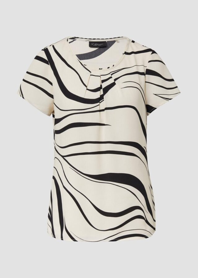 Kurzarmbluse mit Rundhalsausschnitt und All-over-Print