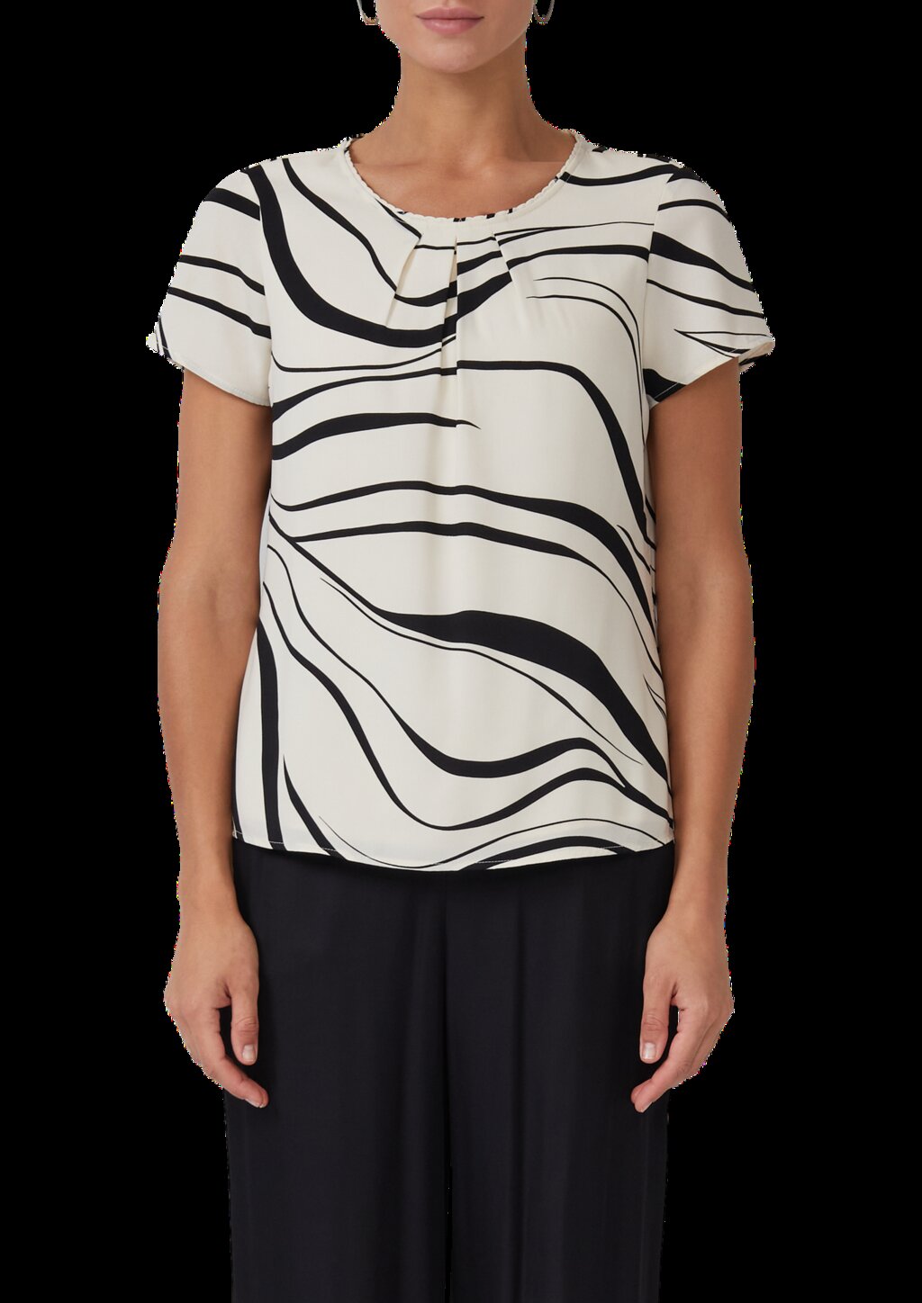 Kurzarmbluse mit Rundhalsausschnitt und All-over-Print