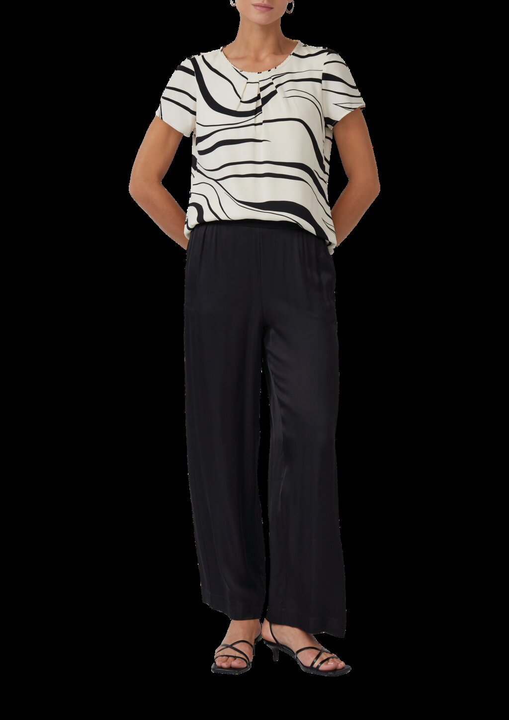 Kurzarmbluse mit Rundhalsausschnitt und All-over-Print