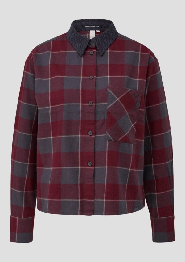 Flanell-Karobluse mit Cordkragen