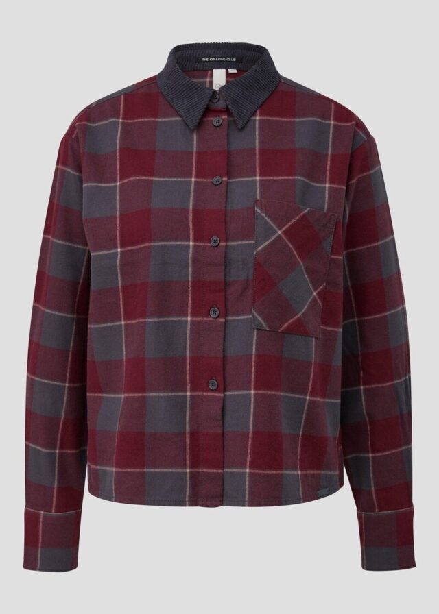 Flanell-Karobluse mit Cordkragen
