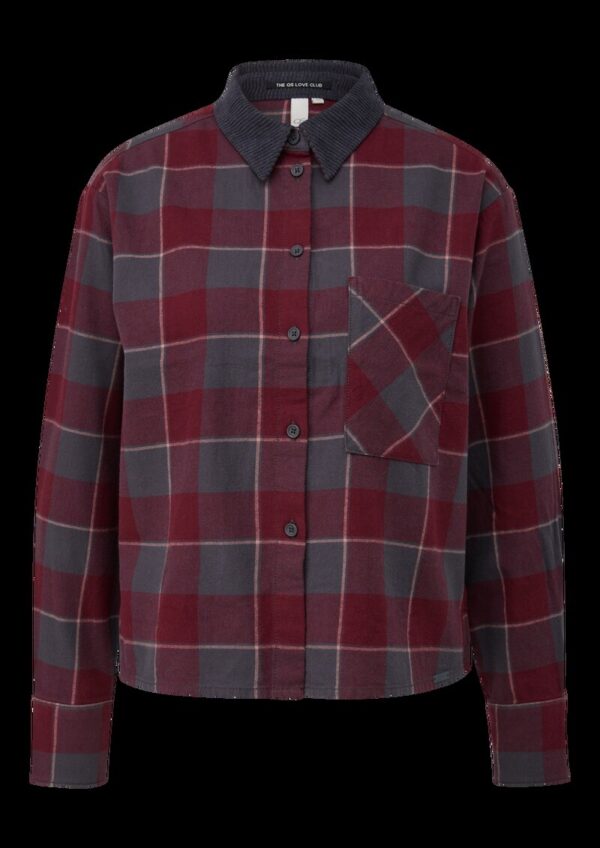 Flanell-Karobluse mit Cordkragen