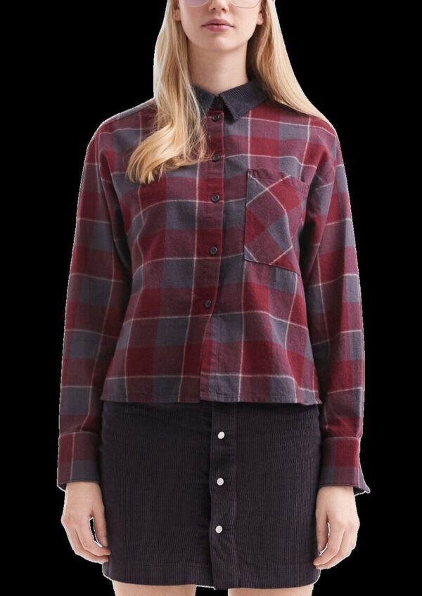 Flanell-Karobluse mit Cordkragen