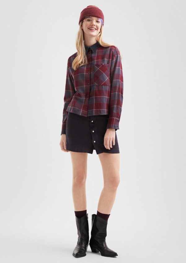 Flanell-Karobluse mit Cordkragen