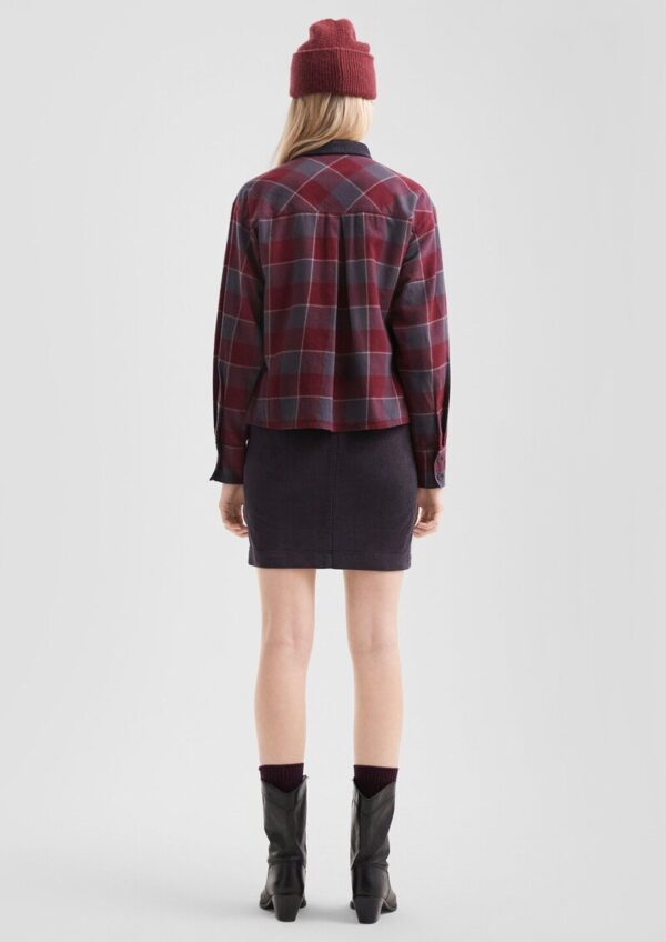 Flanell-Karobluse mit Cordkragen