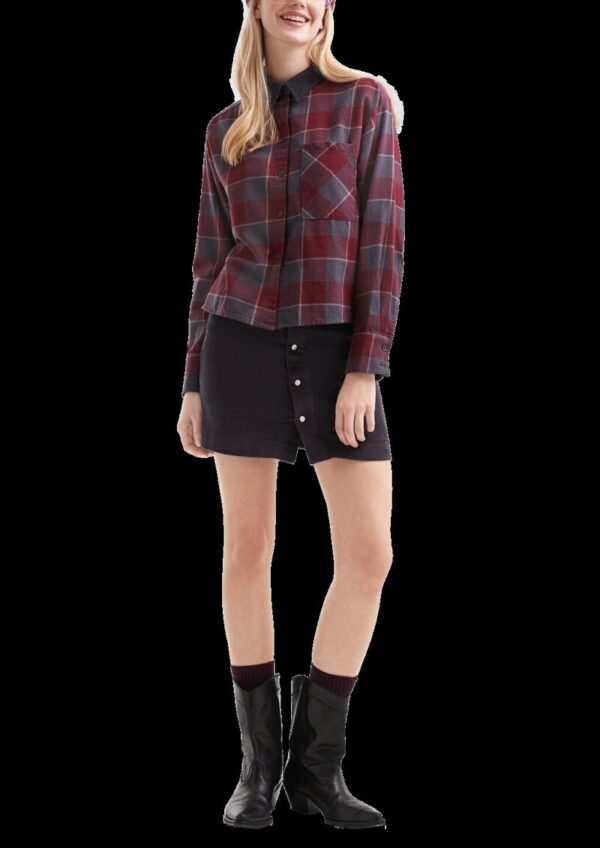 Flanell-Karobluse mit Cordkragen