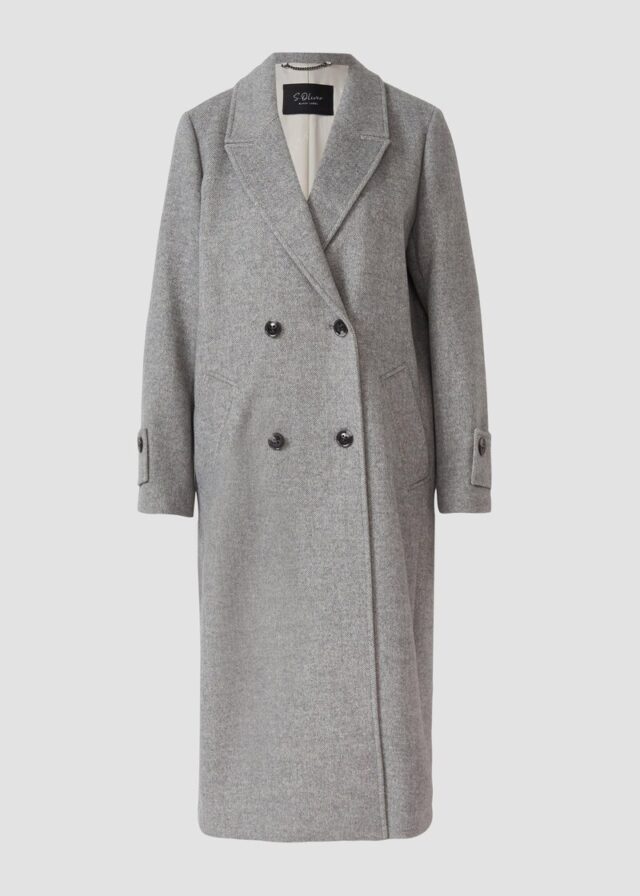 Gefütterter Wollmix-Mantel mit Reverskragen