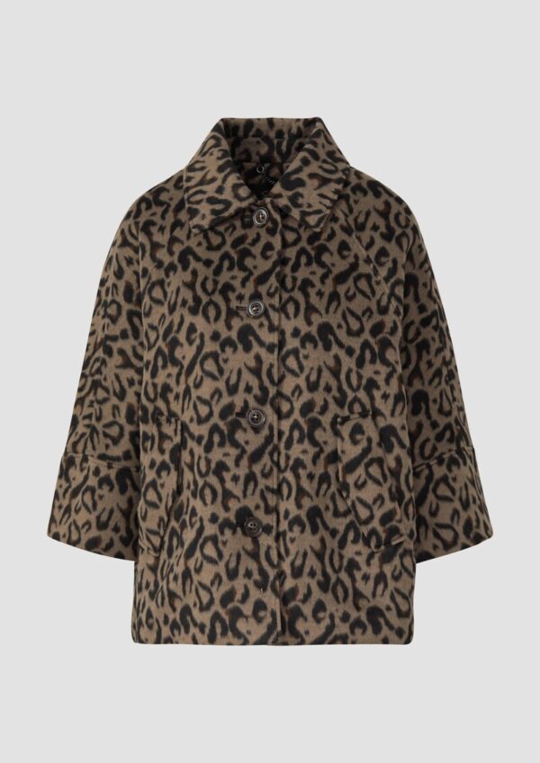 Wattierte Cape-Jacke mit Leo-Print