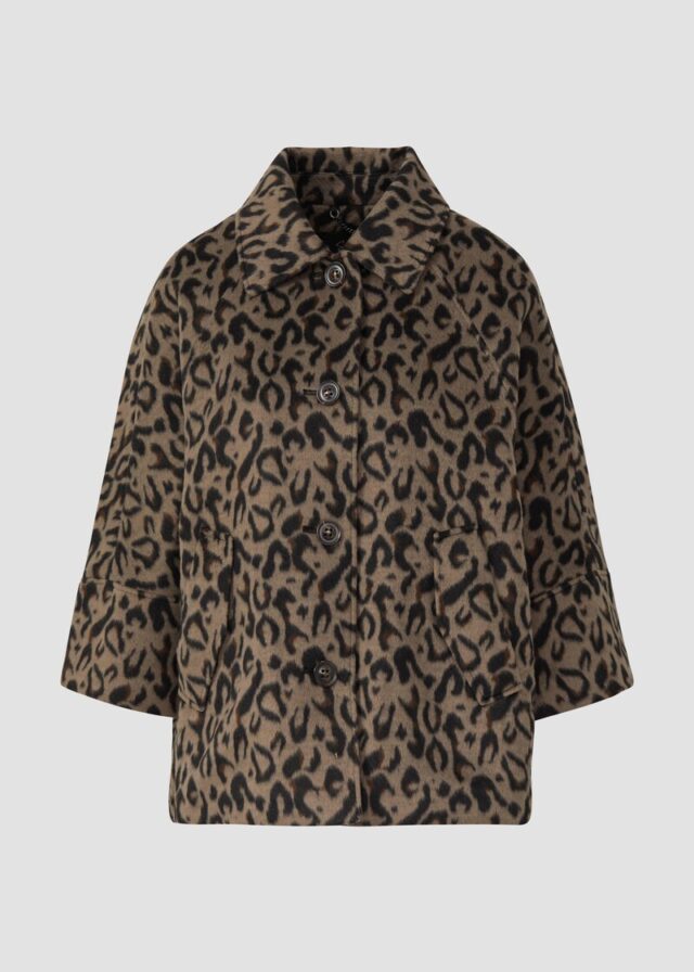 Wattierte Cape-Jacke mit Leo-Print